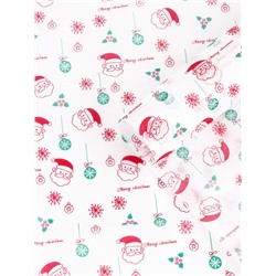 Бумага новогодняя упаковочная тишью «Дед Мороз!», белая, 50×66 см