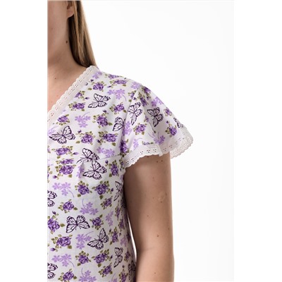 Сорочка хлопковая с кружевом и рукавом-крылышком М325419бс