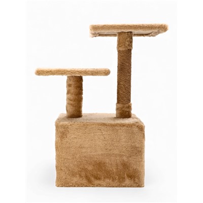 Домик-когтеточка 2-х ур. квадратный с 2-мя квадратными полками, 53×35×65 см, бежевый