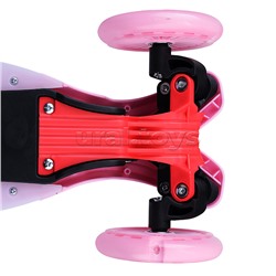 Самокат 3-х колесный ROCKET,колеса PU со светом, ABEC 7, розовый