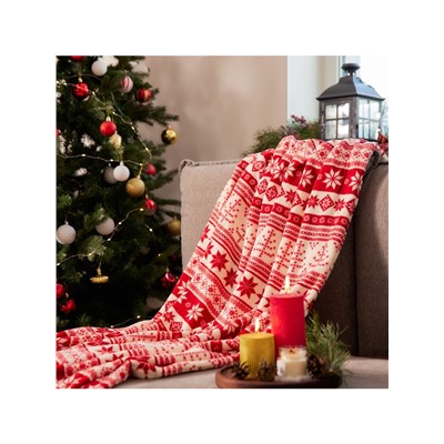 Плед «Этель. Новогодний узор», 150×200 см, корал-флис