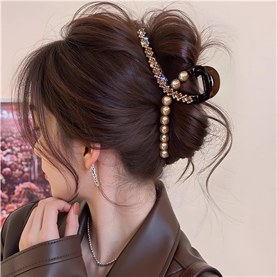 Краб для волос петелька со Стразами и Бусинами, 13 см.