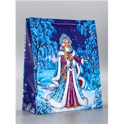 Пакет подарочный новогодний ламинированный, «Снегурочка», 26×12×32 см