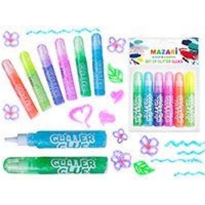 Гель с блестками НАБОР 6 цв х 6 мл полупрозрачный M-5653 Mazari