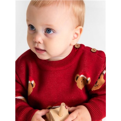 Джемпер вязаный новогодний «Крошка Я. Новогодние медвежата», рост 68-74 см, красный