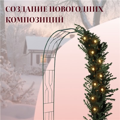 Арка садовая, 250×120×30 см, для вьющихся растений, металлическая, зелёная