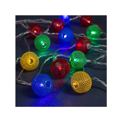 Гирлянда «Нить» 4 м с насадками «Шарик сетка», IP20, прозрачная нить, 20 LED, свечение мульти, 8 режимов, 220 В