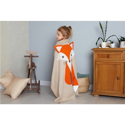 Вязаный плед "Крошка Я" Лисица, размер 90х90 см, цвет оранжевый