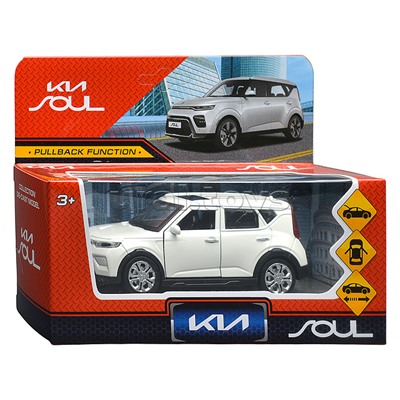 Машина металл KIA soul длина 12 см, двери, багаж., инерц, белый