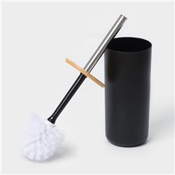 Аксессуары для ванной комнаты SAVANNA «Вуди», 6 предметов, мыльница, дозатор, 2 стакана, ёршик, ведро, чёрные