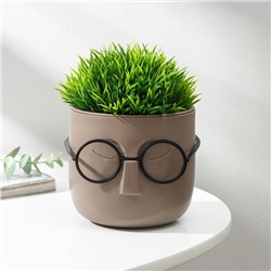 Кашпо для цветов со вставкой «Стив», 650 мл, d=11.5 см, h=10.5 см, цвет французский серый