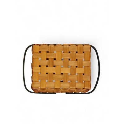 Корзина плетёная для хранения, 28×23×16 см, ручка h=15 см, деревянная, коричневая, Greengo