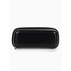 Футляр для очков, искусственная кожа, на молнии, длина 16 см, чёрный