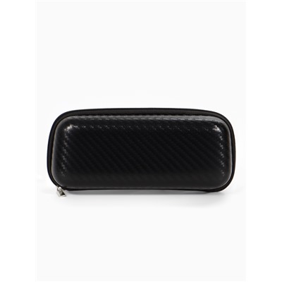 Футляр для очков, искусственная кожа, на молнии, длина 16 см, чёрный