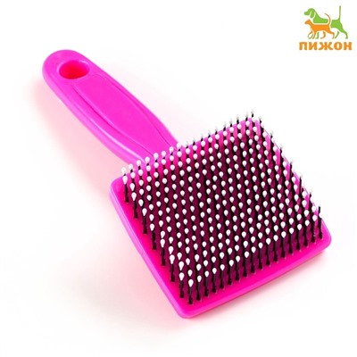 Пуходёрка малая, 6×13.5 см, мягкая, с закруглёнными зубьями, пластик, розовая