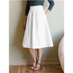 Юбка на широкой резинке с карманами из плотного поплина