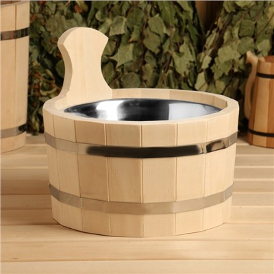 Шайка - таз для бани и сауны, 3 л, нержавеющая вставка, «Добропаровъ»