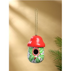 Подвесной декор «Скворечник-грибок», 22×15×15 см, дерево, красно-белый