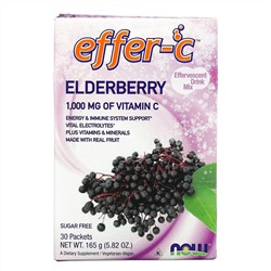 Now Foods, Effer-C, шипучий растворимый напиток, бузина, 30 пакетиков по 5,5 г