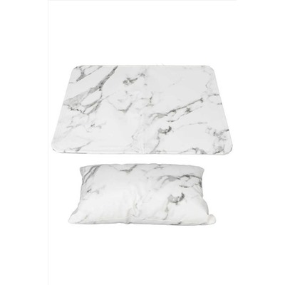 Nail Art Набор для маникюра подушка с подложкой, подушка 11,7 х 25,5 см, подложка 38 х 28 см, белый мрамор KRISTALLER, 1212946
