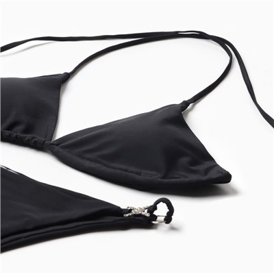 Купальник раздельный с блестящими вставками женский MINAKU, размер 42, чёрный