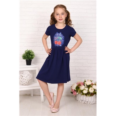 Платье Приветик короткий рукав детское (Темно-синий)
