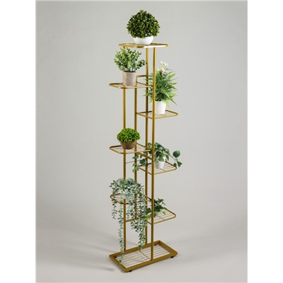 Подставка для цветов Greengo, 8 полок, 43×22×141 см, напольная, металл, цвет золотой
