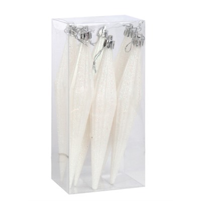 Новогоднее украшение Сосульки 6 штук 18 см / WF-199 /уп 168/белые