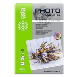 Фотобумага А3  50л 230г белая матовая CS-MA323050 (1558443) Cactus