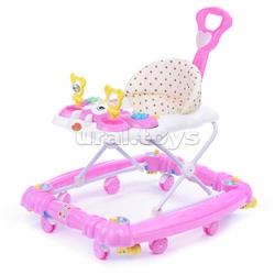 Ходунки "Забавная мордашка" бело/розовые, в пакете