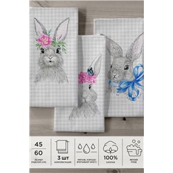 Комплект вафельных полотенец 45х60 (3 шт.) "Унисон" рис 33083-1 Rabbit