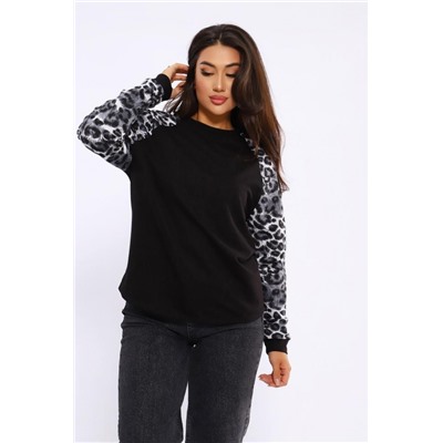 Женский свитшот леопард реглан 2025-2 (Черный_леопард)
