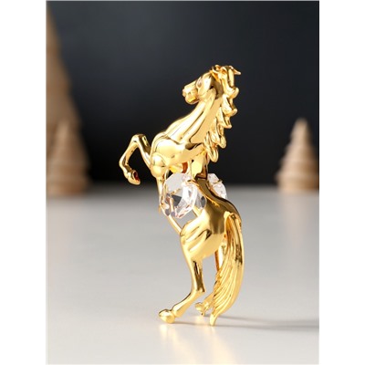 Фигурка металл «Лошадь» с 2 прозрачными хрусталиками, 5.5×2×8 см