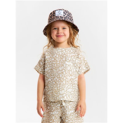 Футболка для девочки из муслина KAFTAN, бежевая, рост 128 см
