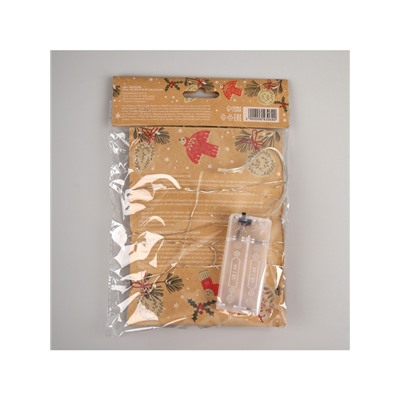 Гирлянда «Нить» 2 м роса с насадками «Прищепки-звёздочки», IP20, серебристая нить, 20 LED, батарейки ААх2 (не в комплекте), свечение тёплое белое