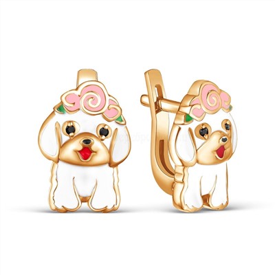 Серьги детские из золочёного серебра с эмалью и фианитами 925 пробы сщ-00з216