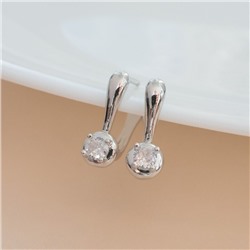 Серьги ювелирная бижутерия, покрытие просеребрение, вставка: фианиты, цвет: прозрачный, арт.213.568