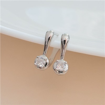 Серьги ювелирная бижутерия, покрытие просеребрение, вставка: фианиты, цвет: прозрачный, арт.213.568