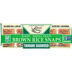 Edward & Sons, Цельнозерновые хрустящие хлебцы из бурого риса, с морскими водорослями тамари, 100 г (3,5 унции)