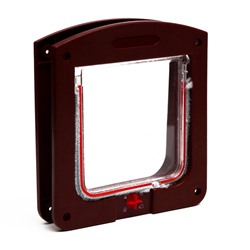 УЦЕНКА Дверь для животных с 4 режимами, проем 15×15.5 (общ. 22.5×20 см), тёмно-коричневая