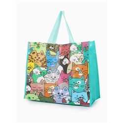 Сумка хозяйственная без застёжки, с принтом, 45×20×37 см, зелёная