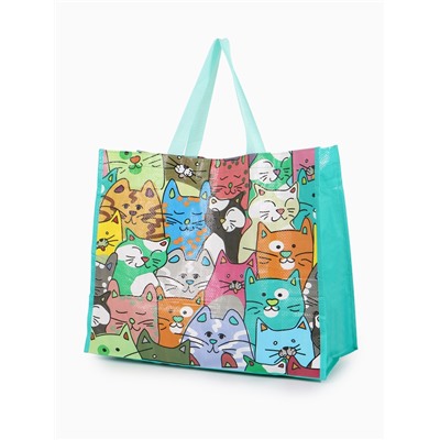 Сумка хозяйственная без застёжки, с принтом, 45×20×37 см, зелёная