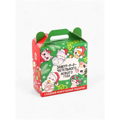 Сладкий детский новогодний подарок «Замурчательного года», конфеты + заготовка для открытки, 500 г