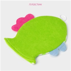 Мочалка варежка детская Доляна «Рыбка», для купания, 21 см, МИКС