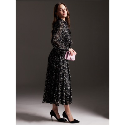 Платье с поясом миди женское MIST, размер 48, чёрное