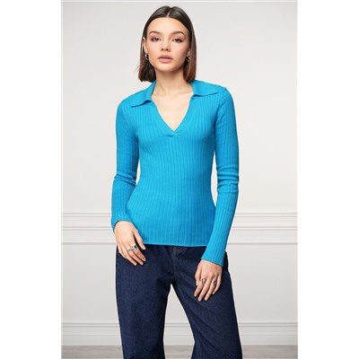 Женский джемпер лапша с воротником поло Happyfox