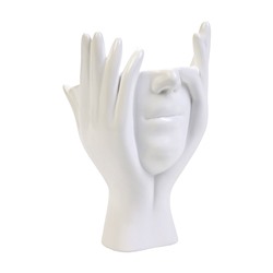 Декоративное кашпо для цветов «Мечты в руках», 380 мл, 20×13.5×13 см, гипс, белое