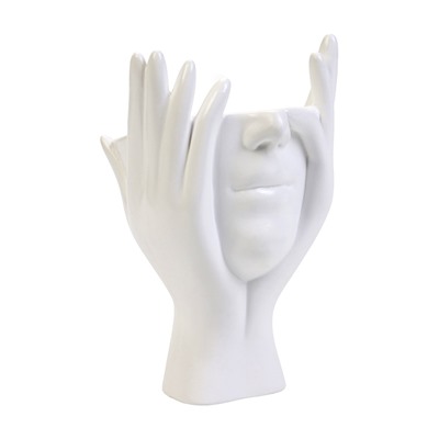 Декоративное кашпо для цветов «Мечты в руках», 380 мл, 20×13.5×13 см, гипс, белое