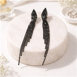 Длинные клипсы "Вечерние", цвет: черный, арт.012.081