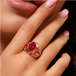 Кольцо с крупным камнем 21 р ювелирная бижутерия Дубайское золото покрытие позолота, вставка: фианит, цвет: малиновый, арт.314.596-21
